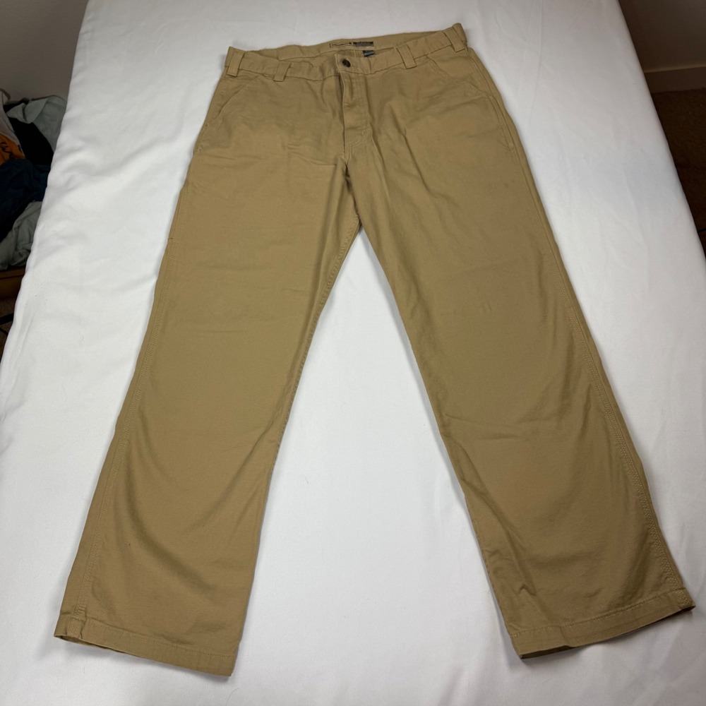 Carhartt Rugged Flex Canvas Work Pants Mens 38x32 Relaxed Fit Tan Workwear